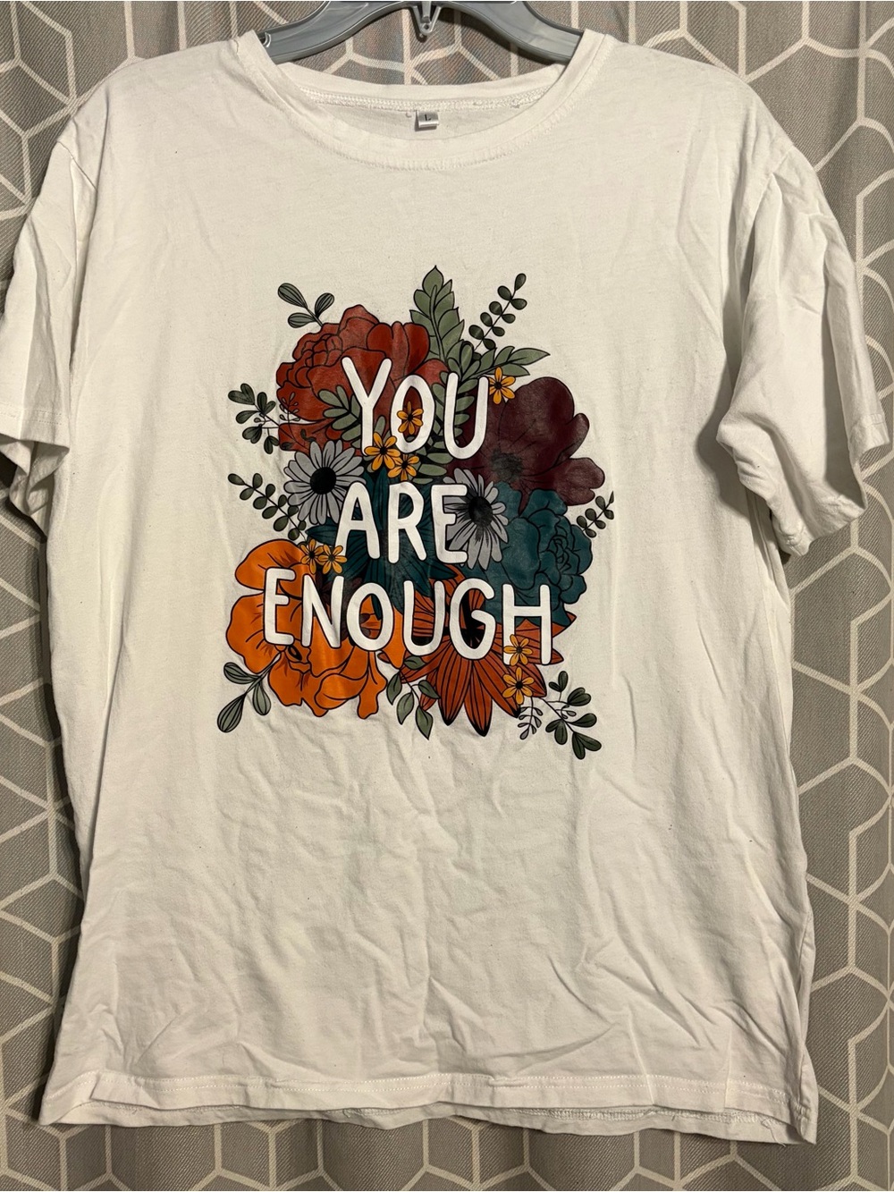 White Floral 'You Are Enough' Short Sleeve Tee